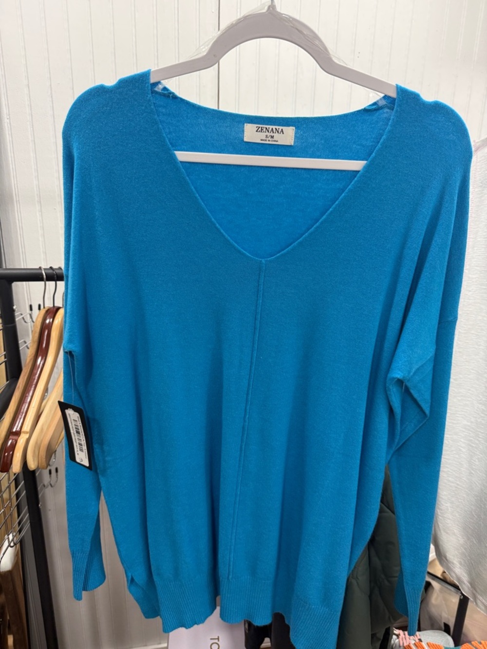 Zenana Outfitters Teal V-Neck Tunic Sweater